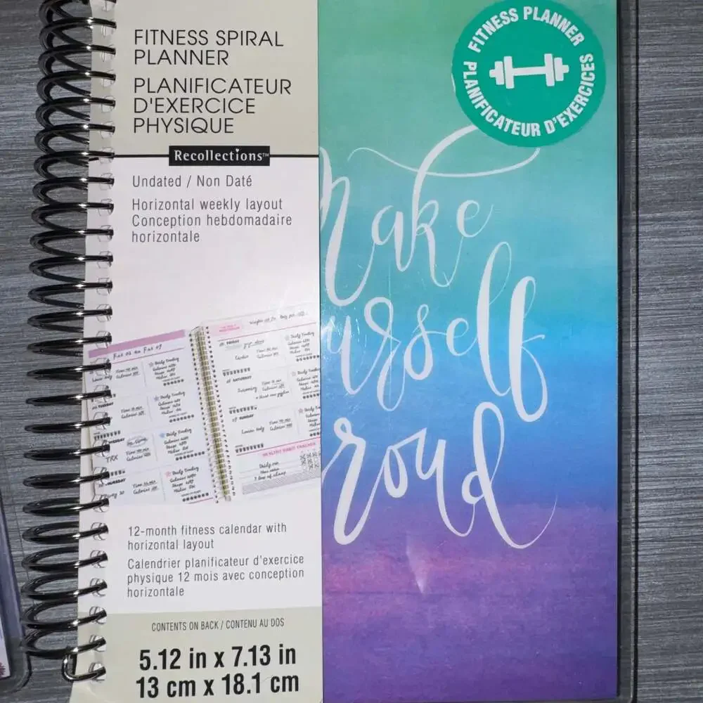 Set of TWO NONDATED Monthly Planner Calendar Notebook, fitness and tracking